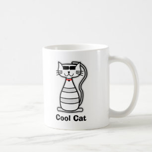 Caneca De Café Gato Legal de desenho animado com óculos de sol