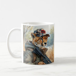 Caneca De Café Gato legal de MAGA com Arma e Camuflagem CHEETAH