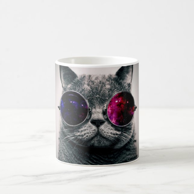 Caneca De Café Gato legal do espaço com Via Láctea dos vidros do (Centro)