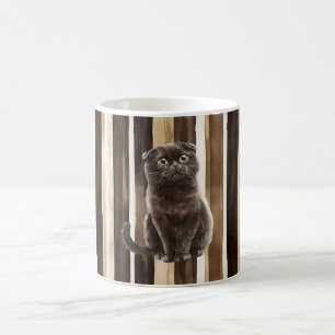Caneca De Café Gato Listras de Bala Marrom Chocolate