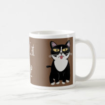 Gato Louco Latte Engraçado Gatinho Cartoon Slogan