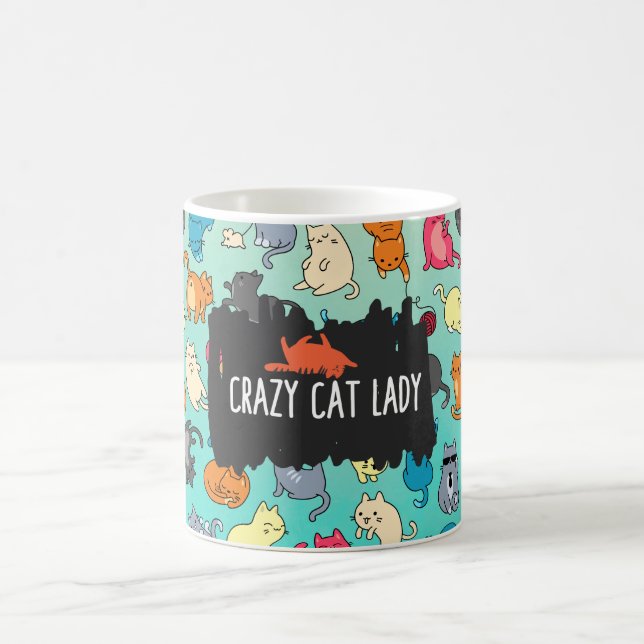 Caneca De Café Gato Louco, Senhora, Bonita e Playful, Padrão de G (Centro)