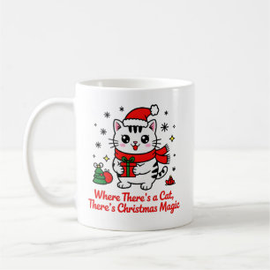 Caneca De Café Gato Mágico de Natal - Presente Temático de Animai