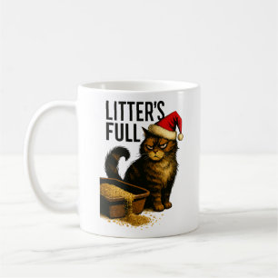 Caneca De Café Gato Mal-Humorado e Caixa de Areia Transbordando –