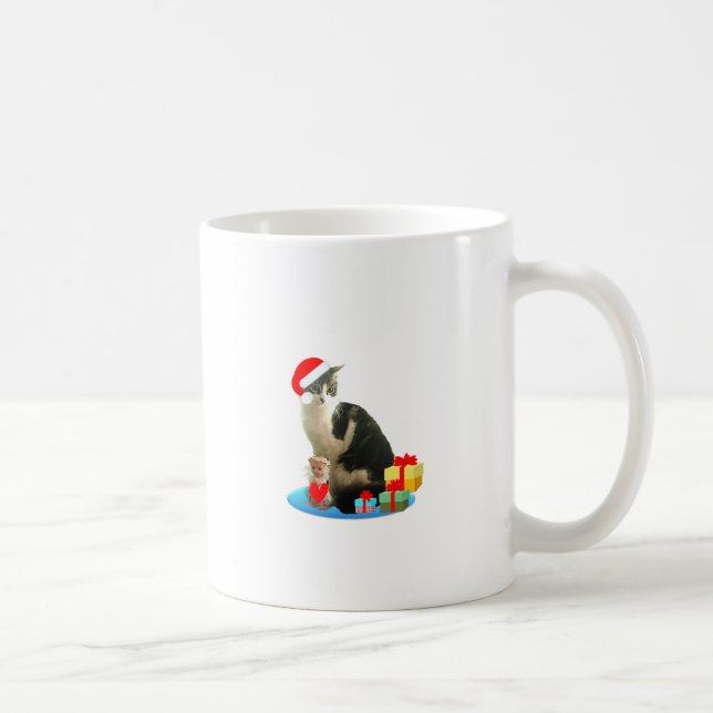 Caneca De Café gato malhado de Natal e pequeno anjo fofo (Direita)