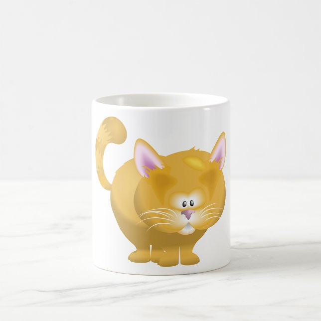Caneca De Café Gato Malhado Laranja Redondo e Fofo (Criador carregado)
