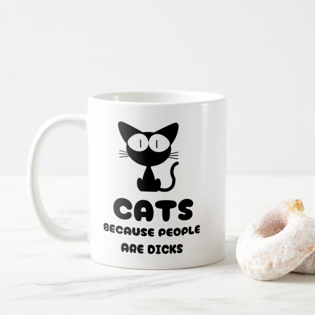 Caneca de Café Gato Malicioso - Introvertido Engra (Com Donut)