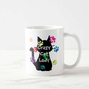 Caneca De Café Gato Maluco Gato Negro e Patas Pintadas Coloridas