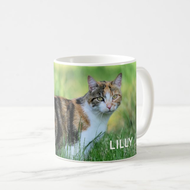 Caneca De Café Gato marrom e branco (Frente Esquerda)