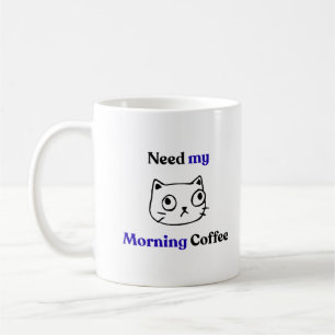 Caneca De Café Gato Matinal Engraçado e Humorístico