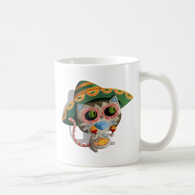 Caneca De Café Gato mexicano com Sombrero (Direita)