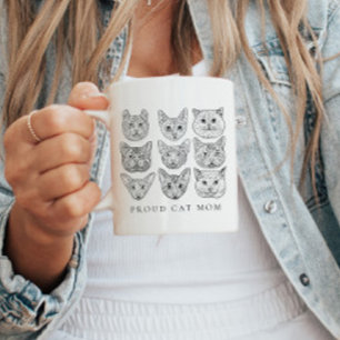 Caneca De Café Gato Mínimo Orgulhoso Raça de Gato de Gato de Gato