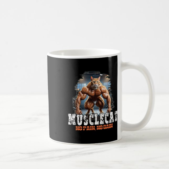 Caneca De Café Gato Muscular - Poder de Construção de Bacalhau -  (Direita)