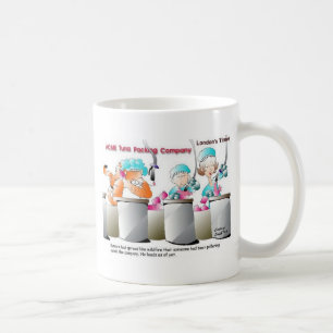 Caneca De Café Gato na Fábrica de Peixes Presentes Engraçados e C