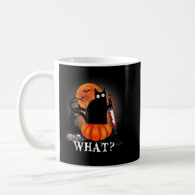 Caneca De Café Gato Negra-Lua Assustador do Halloween Assassino c (Esquerda)