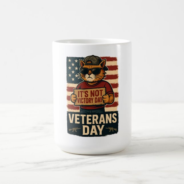 Caneca De Café Gato Negrito do Dia da Vitória - Design do Dia dos (Centro)