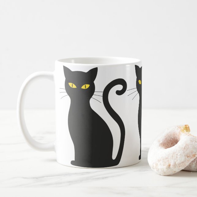 Caneca De Café Gato Negro (Com Donut)