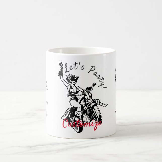 Caneca De Café Gato Negro Biker Babe Thunder_Cove (Centro)