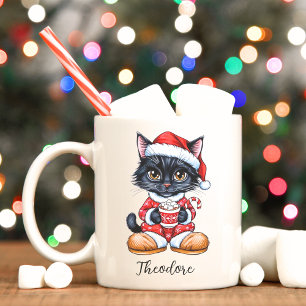 Caneca De Café Gato Negro Bonito personalizado Mug de Natal