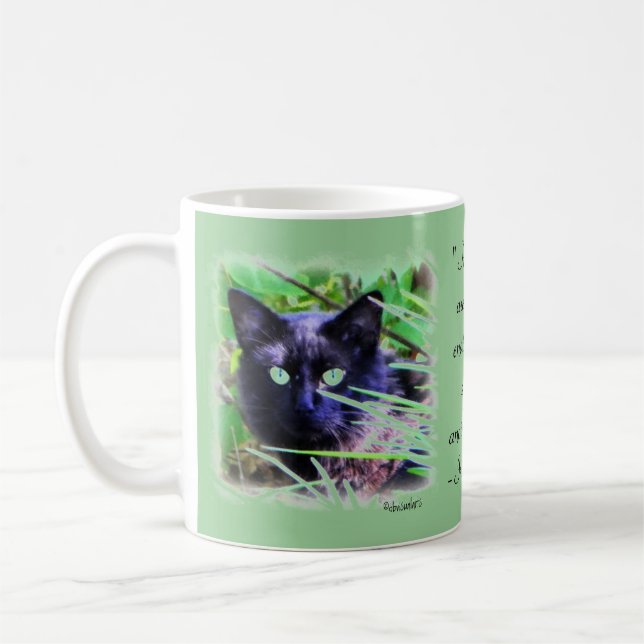 Caneca De Café Gato negro com olhos verdes impressionantes (Esquerda)