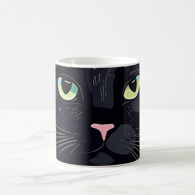 Caneca De Café Gato negro com uma coroa floral (Centro)