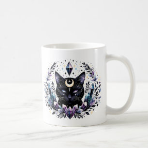 Caneca De Café Gato Negro Cristal Fantasy Esoteric
