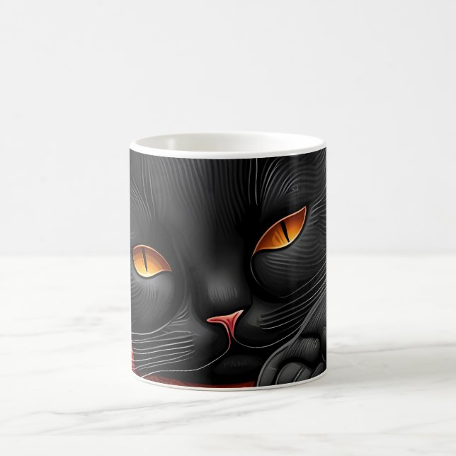 Caneca De Café Gato negro deitado em frente a uma lareira (Centro)