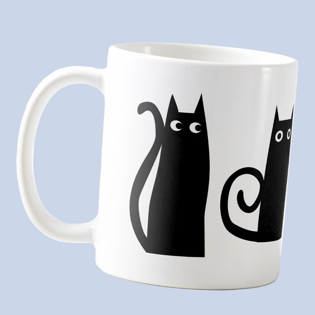 Caneca De Café Gato Negro Divertido (Fun Black Cat coffee mug for animal lovers)