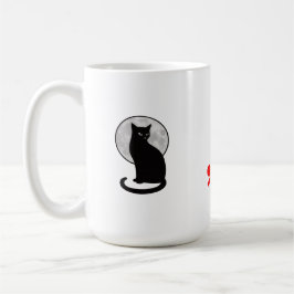 Caneca De Café Gato Negro e Silhueta Lua