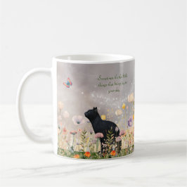 Caneca De Café Gato Negro em Flores