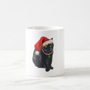Caneca De Café Gato Negro em Santa Chapéu