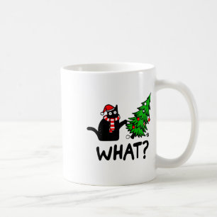 Caneca De Café Gato Negro Engraçado Presente Empurrando Árvore De