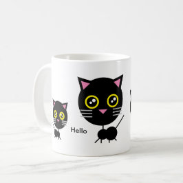 Caneca De Café Gato Negro Geométrico