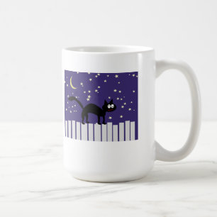 Caneca De Café Gato Negro Halloween na Cerca