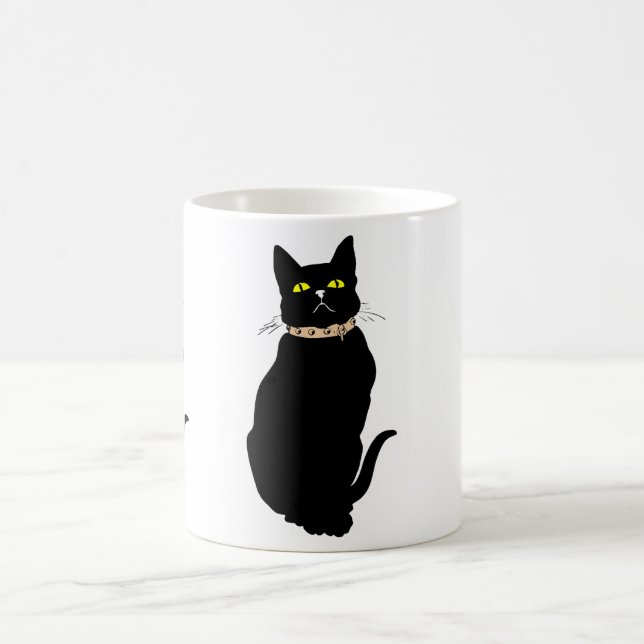Caneca De Café Gato negro, ilustração animal (Centro)