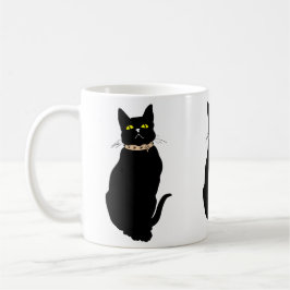 Caneca De Café Gato negro, ilustração animal