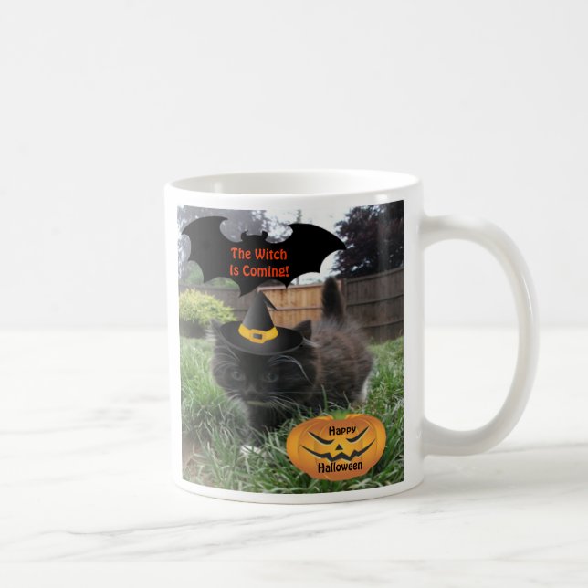 Caneca De Café Gato Negro Mug A Bruxa Está Chegando (Direita)