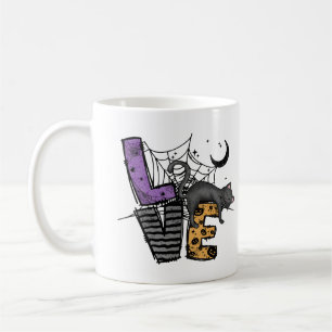 Caneca De Café Gato Negro preguiçoso na aranha com amor