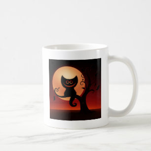 Caneca De Café Gato Negro Sorridente de Whimsical