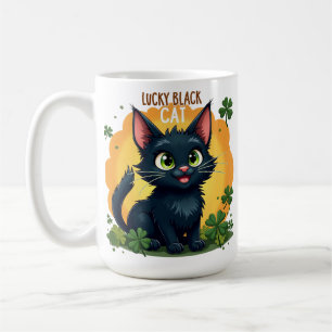 Caneca De Café Gato Negro Sortudo: Rua. Vestido do Dia de Patrick