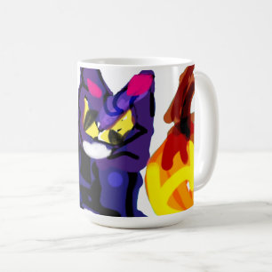 Caneca De Café Gato negro tocando abóbora