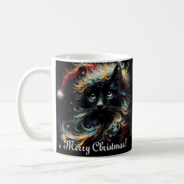 Caneca De Café Gato Negro Whimssso Papai noel Natal Hato Sazonal (Esquerda)