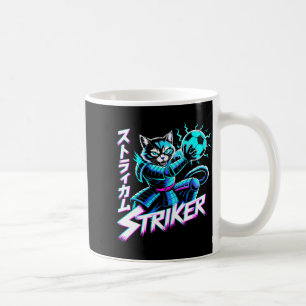 Caneca De Café Gato Neon Futurista Atacante Fãs de Futebol Cyberp
