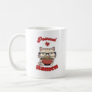 Caneca De Café Gato nerd alimentado por ramen