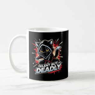 Caneca De Café Gato Ninja Engraçado, Engraçado, Silencioso Mas Mo