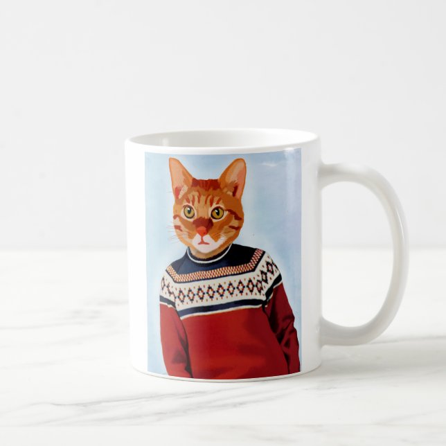 Caneca De Café Gato no Suéter de Esqui (Direita)