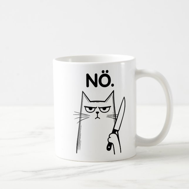 Caneca De Café Gato Nope Engraçado Negro (Direita)