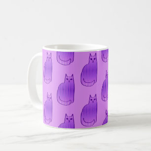 Caneca De Café Gato, orquídea e roxo modernos do meio século