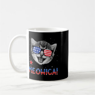 Caneca De Café Gato Patriótico 4 De Julho Meowica Bandeira Americ