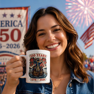 Caneca De Café Gato Patriótico Americano 250 Anos 1776-2026